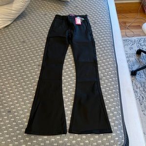Edikted black leather flare pants